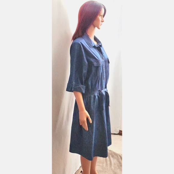 Jean dress with wrap around Jean belt with elastic waist. - Picture 4 of 4